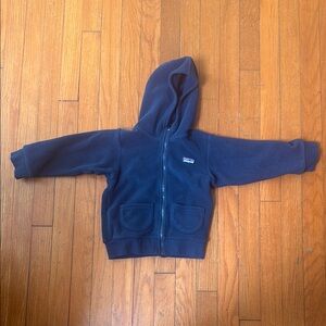 Kids Navy Blue Hooded Fleece Jacket